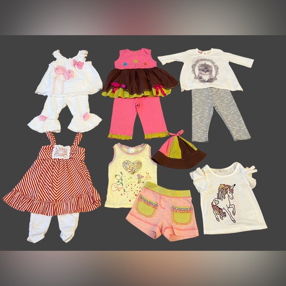 Boutique NWT Baby Girls Clothing Bundle Lot Complete Outfits‎ 24m Unicorn Kitten